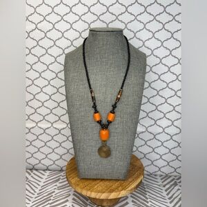 Elegant Black and Orange Beaded Necklace
